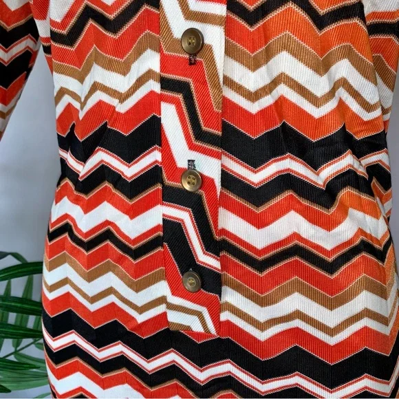 v i n t a g e :: Authentic Mod Zig Zag Chevron Dagger Buttoned Dress - Picture 9 of 14